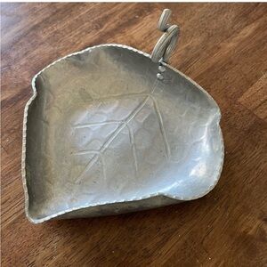 Vintage Buenilum Hand Wrought Aluminum Leaf Shaped Dish